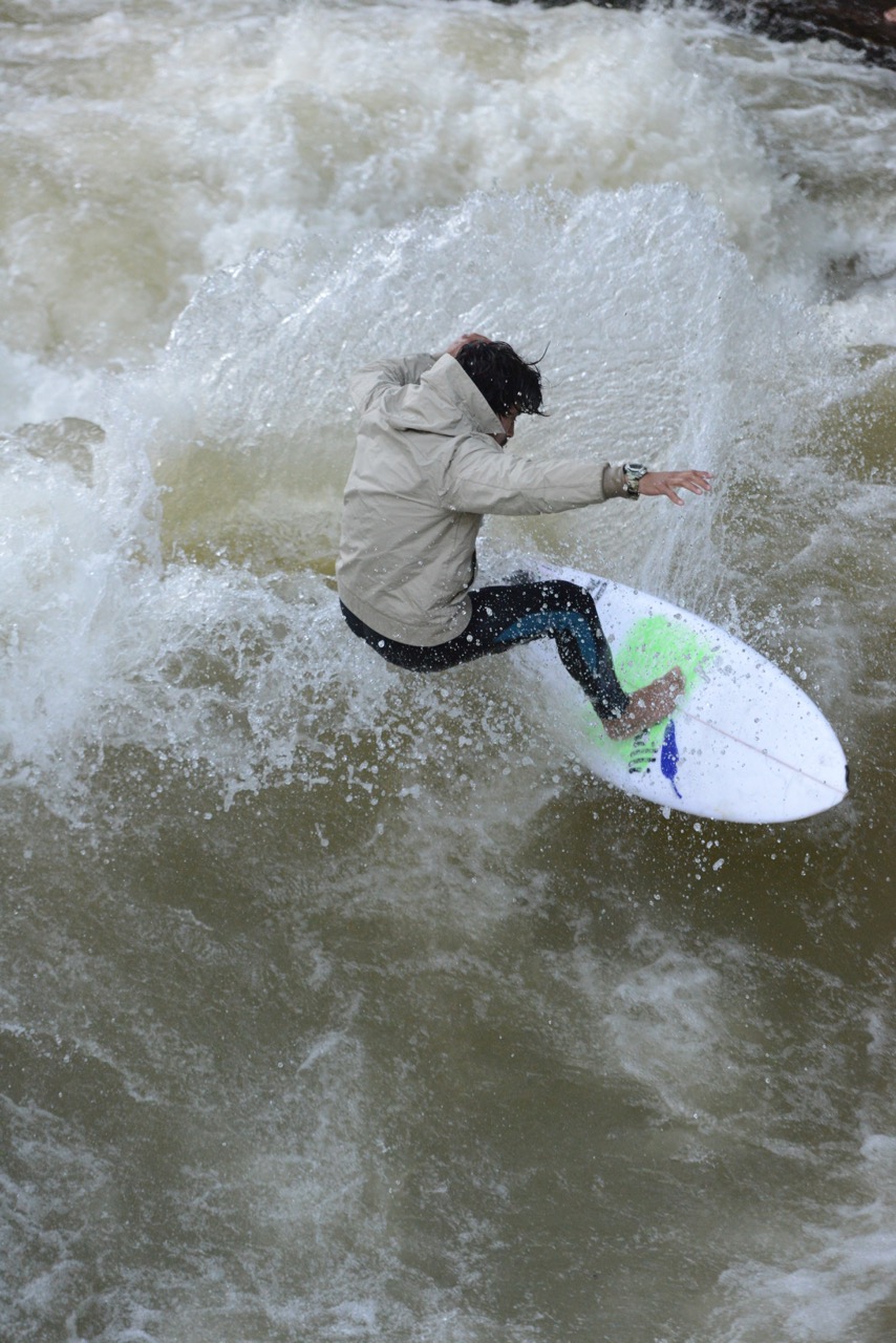 José surfing in the w'lfg'ng EtaProof Deck Jacket
